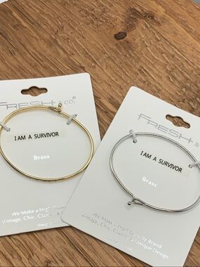 "I Am A Survivor" Bangle Bracelet - Gold & Silver
